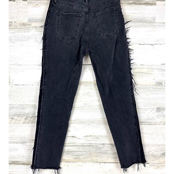 3 x 1 womens 25 High Rise Cora Straight leg Raw Hem Cropped Jeans Dark Grey - Picture 3 of 8